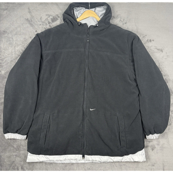 Vintage Nike Full Zip Reversible Hooded Coat Jacket Mens Extra Large XL Gray - Picture 4 of 10